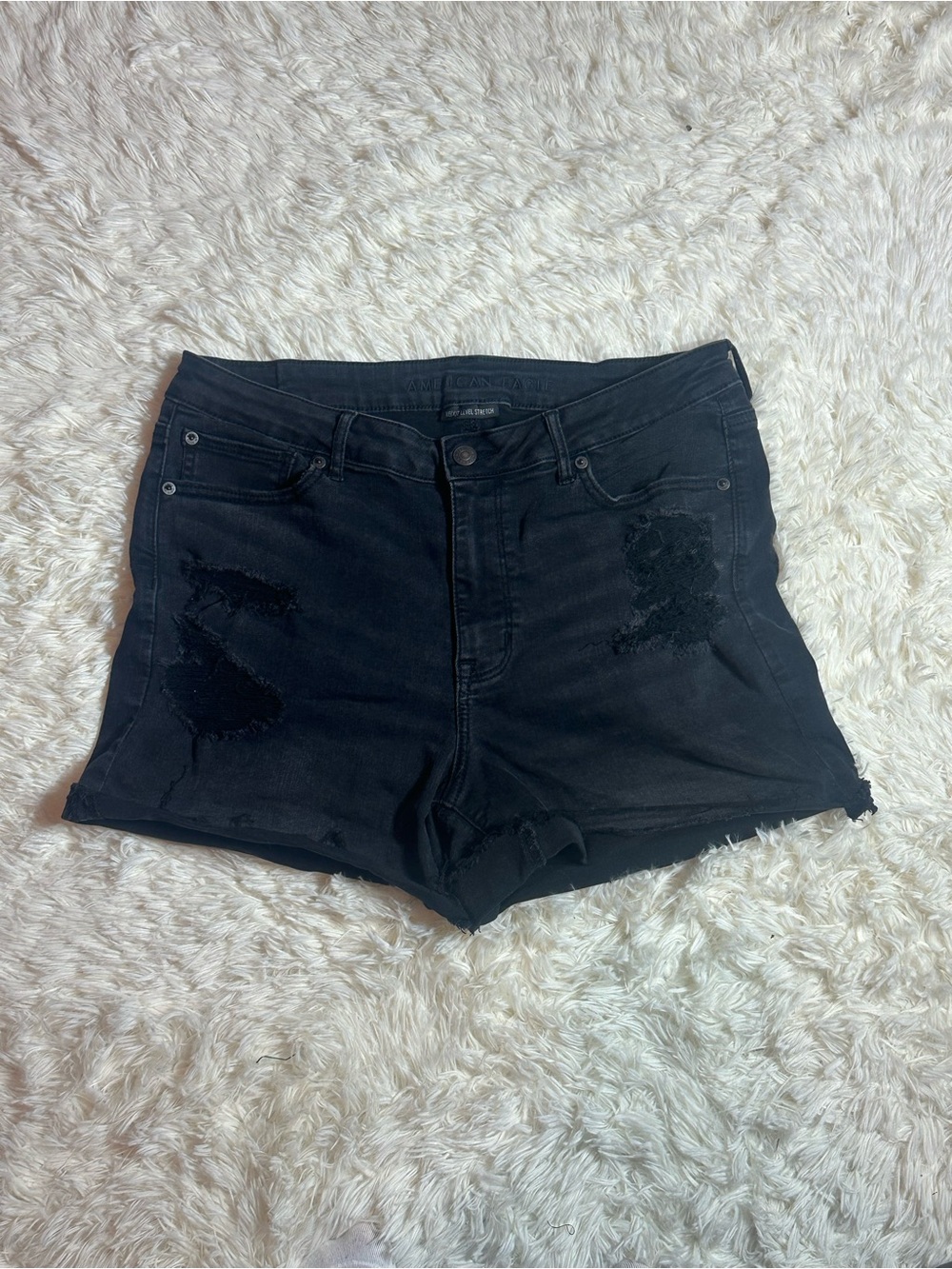American Eagle Outfitters Black Distressed Mom Jean Shorts
